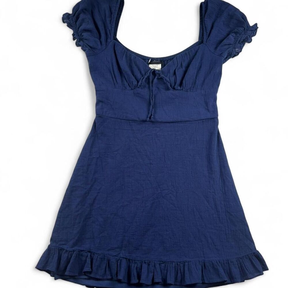 B. Smart Navy Mini Dress Ruffle Hem - Women's Size L